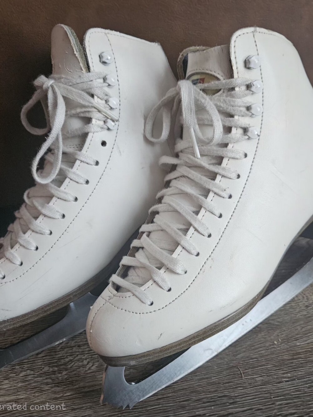 Women's White Figure Ice Skates with Lace-Up Support